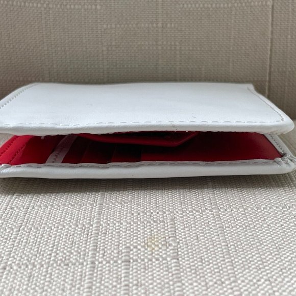 Leather Billfold Red/White Genuine Leather Wallet Handmade Card Holder Purse - Picture 12 of 12